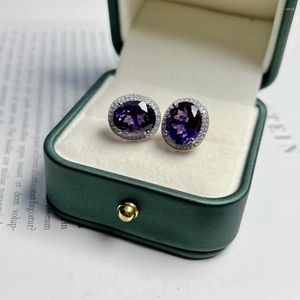 Boucles d'oreilles à clous pour femmes, bijoux fins, en argent Sterling 925 massif, Citrine violette naturelle, améthyste, cadeaux pour femmes, HT2024