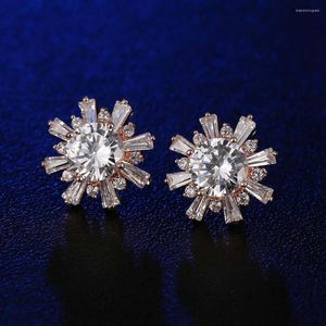 Boucles d'oreilles étalon Huami Daisy Flower Fine Bijoux Fashion Ear Piercing Zircon Pendientes de Mujer Wedding Party Korea Style