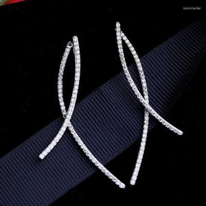 Stud Earrings Huami Simple Line Crossing S925 Silver Needle January Gifts Jewelry for Women High Quality Temperament Bijoux