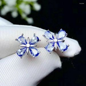 Oorknopjes HUAMI Style Small Fresh Temperament Blue Flowers Set Met Zirkoon Fashion Design Fine Jewelry Women's