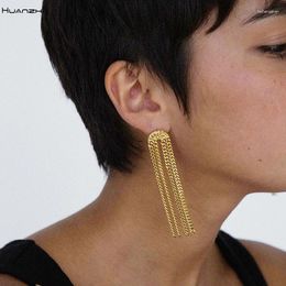 Boucles d'oreilles Stud Huanzhi 2024 Chaîne de métal vintage Long Tassel Gold Color Fashion Fashion Fashion For Women Girls Party Bijoux