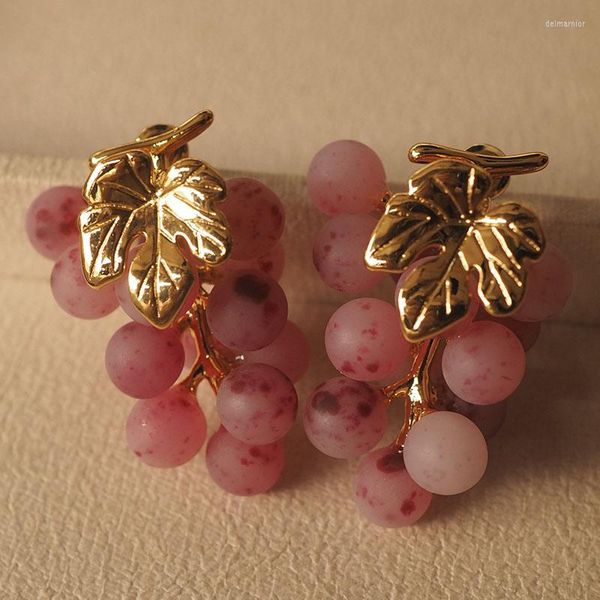 Pendientes de semental Huanzhi 925 Silver Needle Oledy Purple Grape Circón para mujeres Famias de moda