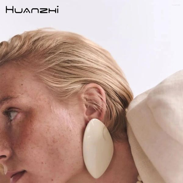 Pendientes HUANZHI Hoja De Resina Pesada Ovalada Geométrica De Gran Tamaño Para Mujeres Niñas Personalidad Exagerada Simple Regalos De Joyería De Fiesta