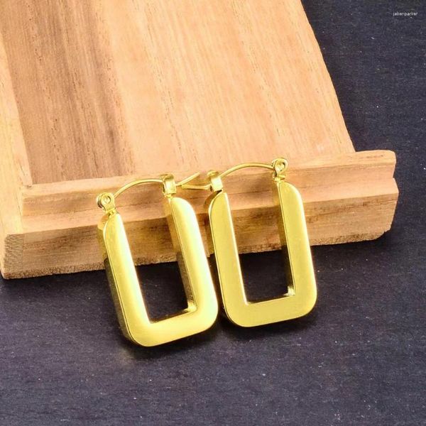 Boucles d'oreilles Stud Huggie Hoop 18K Gold plaqué gros coup de câble simple pour les femmes