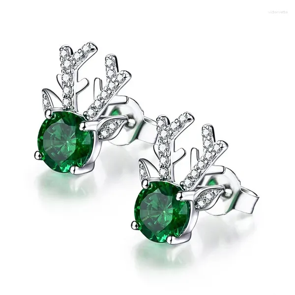 Boucles d'oreilles Huitan bois avec zircon cubique vert, déclaration de noël pour femmes, bijoux de luxe à la mode, vente en gros