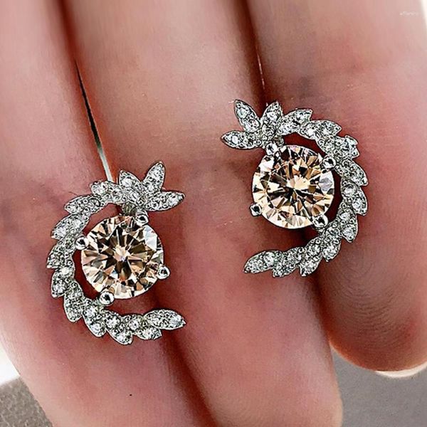 Boucles d'oreilles Huitan Chic demi-cercle en forme de zircon cubique Orange pour femmes tempérament dame fantaisie cadeau bijoux
