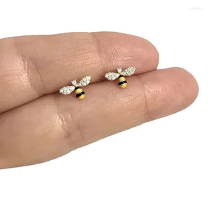 Stud Oorbellen Huitan Dainty Bee Voor Vrouwen Zilver Kleur/Goud Kleur Grappige Dagelijkse Slijtage Oor Piercing Tiener Sieraden dropship