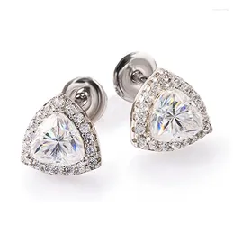 Pendientes Huitan Simple y elegante triángulo CZ cristal para mujer Color plata moda versátil accesorios para Piercing en la oreja joyería