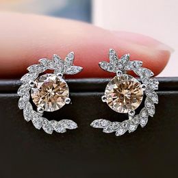 Stud -oorbellen Huitan uniek ontwerp oranje kubieke zirconia voor vrouw zilveren kleur fancy bruid bruid meisje cadeau trendy sieraden