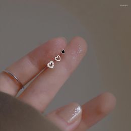 Boucles d'oreilles hypoallergéniques 925 argent aiguille pour femmes filles Zircon coeur bijoux amis mode coréenne B Rinco
