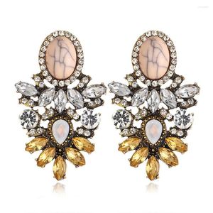 Stud -oorbellen Als ik charmeert Big Crystal Flower For Women Trendy Gold Color Stone Water Druppeltjes oorbel mode sieraden bruiloft