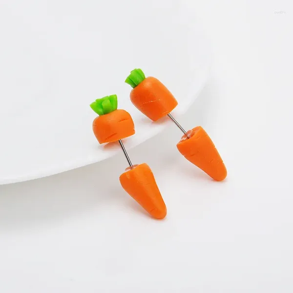 Boucles d'oreilles IL2C-3 Polymer Clay 3d Carrot Studs For Girls Women Gend Gifts Festive Festive Food Bijoux Orange Charme