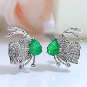 Boucles D'oreilles Clous Imitation Émeraude 6 8 Abeille Luxueux Micro Incrusté Ins Femme Argent