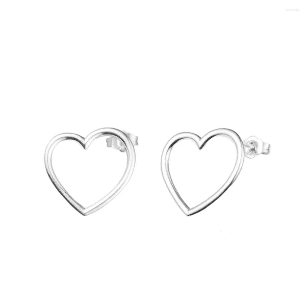 Pendientes de tuerca en plata de ley 925, pendiente de corazón frontal para mujer, joyería Original, Brincos