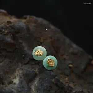Stud -oorbellen in natuurlijke hetiaanse Jade Jasper -ronde voor vrouwelijke wolkenstijl vintage gunstige oorschelpen feest sieraden