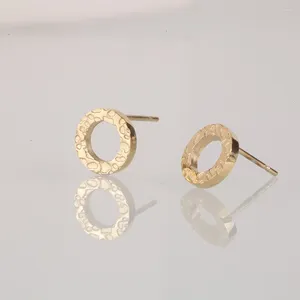 Pendientes de tuerca en círculo Vintage martillado de acero inoxidable para mujer, pasador de seguridad pequeño redondo, Día Conmemorativo Y2k, Color dorado, regalo de lujo