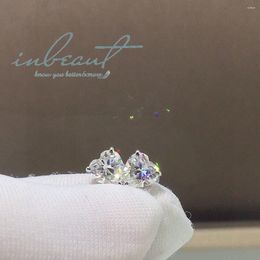 Boucles d'oreilles étalon inbaut 18k or blanc total 1 ct Excellent couleur d color pass diamant test coeur Moissanite pour les filles bijoux fins