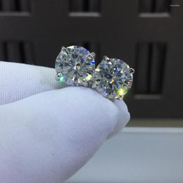 Pendientes de tuerca Inbeaut 925 Plata 4 puntas Excelente corte Total Ct D Color Pass Diamond Test Sparkling Big Moissanite para mujer