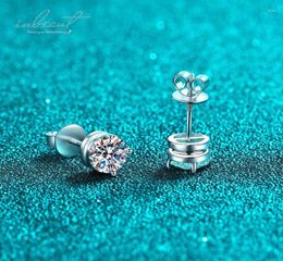 Boucles d'oreilles à parasites inBaut 925 Silver Round Excellent Total Total 0,6-4 CT Pass Diamond Testcolor Moisanite Vis Gift Fine Bijoux 3655848