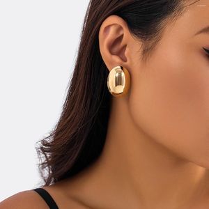 Pendientes de tuerca IngeSight.Z, bola ovalada de Metal de Color dorado minimalista para mujer, joyería de fiesta de verano con personalidad geométrica