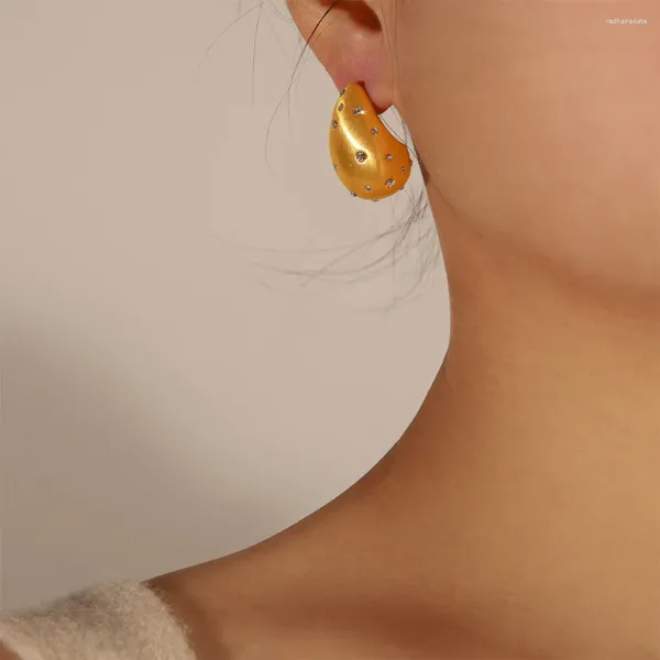 Pendientes de tuerca Ins, pendiente de gota de agua en forma de lágrima de latón chapado en oro de 18 quilates para mujer, regalo de joyería hipoalergénico impermeable