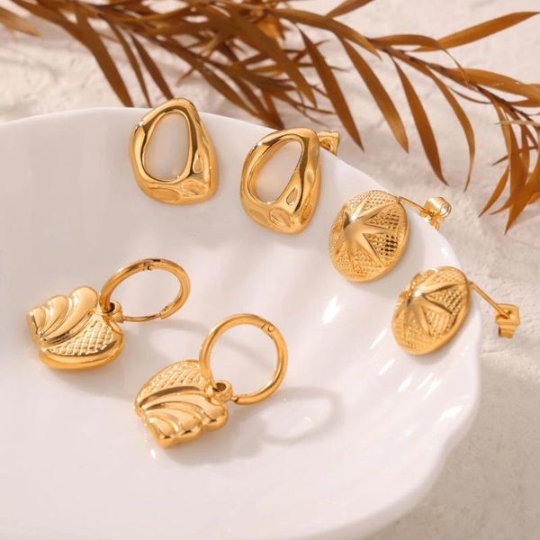 Pendientes de sementales Ins 18K Gold Pvd chapado en acero inoxidable PARA GEOMÉTRICA DE ALA GEOMÉRICA PARA MUJERES Regalo de joyería hipoalergénica impermeable