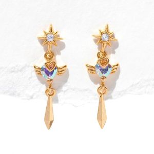 Boucles d'oreilles étalon ins mignon zircon star coeur aile petite pour les femmes filles bijoux de mode cadeau