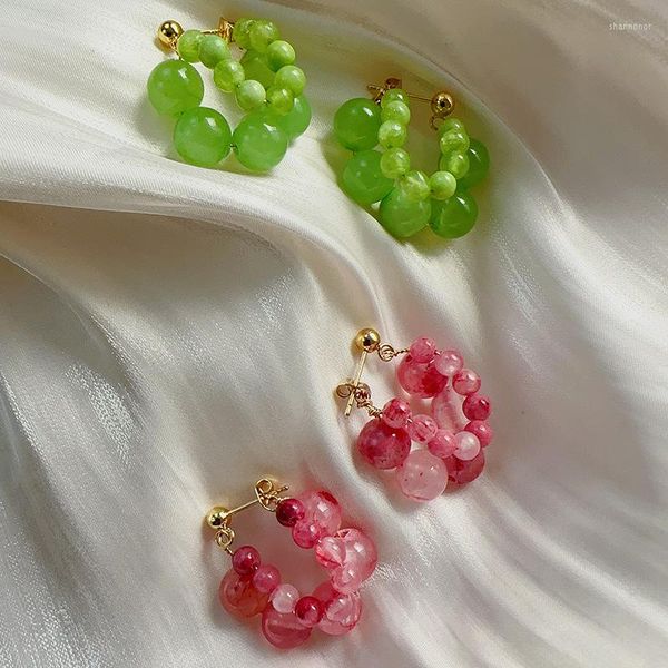 Boucles d'oreilles à tige Ins Cute Crystal Raisins Girl Transparent All Match Jewelry 2 Colors