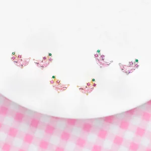 Stud Oorbellen Ins Leuke Roze Zirkoon Fruit Prachtige Kers Oorbel Voor Vrouwen Meisjes Mode Esthetische Sieraden Cadeau