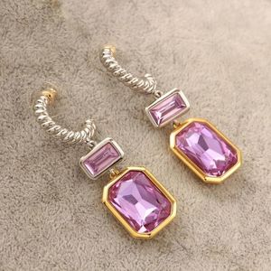 Boucles d'oreilles étalon fashion 925 Serling Silver Natural Blue Topaz Ear Drop Pink Tourmaline Sleatrs Hangle d'oreille Boucle d'oreille Gemone Fine Bijoux