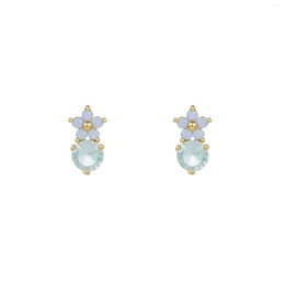 Boucles d'oreilles INS mode fleurs bleues/roses zircone Cartilage Cz boucle d'oreille pour femmes clous d'oreille Piercing bijoux de tous les jours