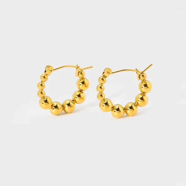 Pendientes de tuerca INS Fashion18K chapado en oro de acero inoxidable con cuentas para mujer, hipoalergénico, regalo de joyería diaria