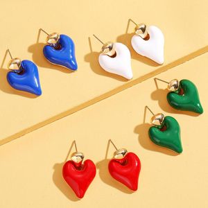 Stud Earrings Ins Style Multicolor Metal Simple Geometric Love Oil Dipping Earring For Women Accessories Sieraden 2023 Trend