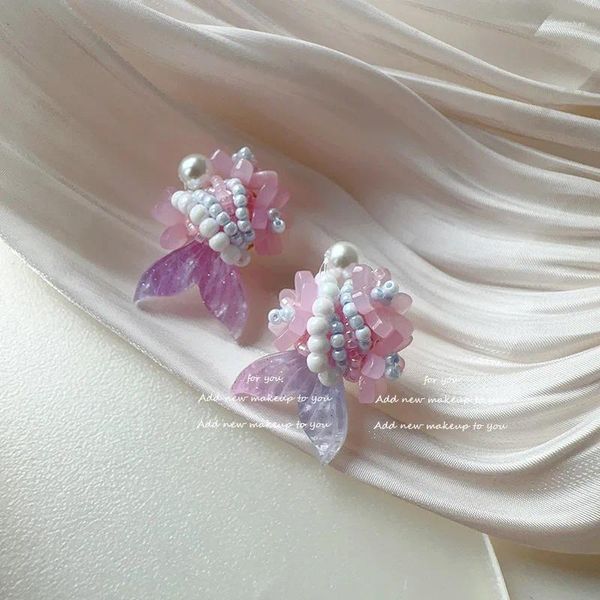 Pendientes de semental Ins Unique Mermaid Beading Women Girl Elegant Romantic Jewelry Gift