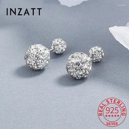 Boucles d'oreilles étalon inzareal 925 Sterling Silver Zircon CZ Shambhala Perle pour les femmes Jielts fins classiques accessoires minimalistes