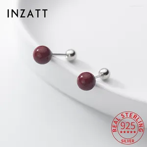 Boucles d'oreilles Stud Inzareal 925 Perle à billes à vis de perçage en argent sterling pour femmes accessoires minimalistes minimalistes classiques