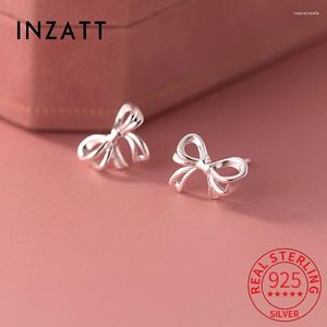 Boucles d'oreilles INZAReal en argent Sterling 925, nœud creux pour femmes, bijoux fins tendance, accessoires minimalistes