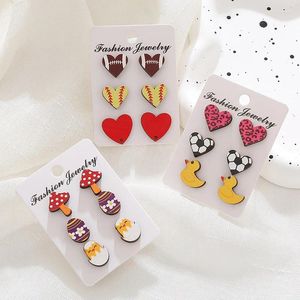 Oorknopjes Iers Paasei Cartoon Schattig Paddestoel Liefde Houten Oorbel Set