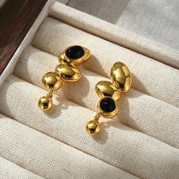 Boucles d'oreilles à clous en Agate noire pour femmes, bijoux minimalistes simples, arrivages élégants