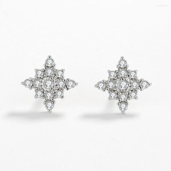 Boucles d'oreilles irrégulières en forme de flocon de neige et de fleur pour femmes, rondes géométriques, diamant complet, en argent Sterling S925, bijoux cadeaux de mariée