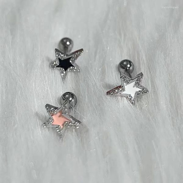 Boucles d'oreilles irrégulières Y2k, étoile brillante pour femmes et filles, noir, blanc, rose, pentagramme, Piercing, accessoires bijoux