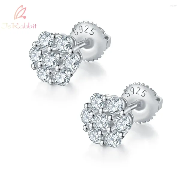 Boucles d'oreilles étalon Israbbit Platinum plaqué 925 Silt Sterling Real Moisanite Diamond For Women Men Gift Bijoux Drop