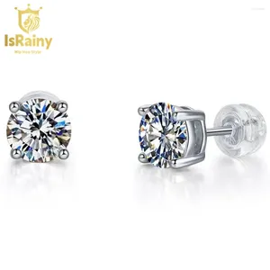 Stud Oorbellen IsRainy HipHop Rock 925 Sterling Zilver Uitstekend Geslepen Ronde 2CT Moissanite Diamant Fijne Sieraden Drop