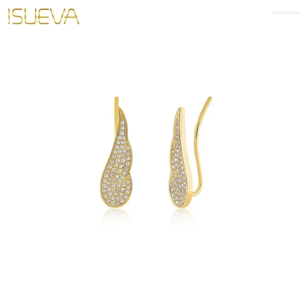 Boucles d'oreilles Stud Isueva Gold rempli pour les femmes Couleur argentée Zircon Piercing Wing Crawler 2024 Bijoux en gros