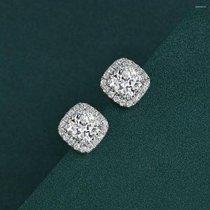 Boucles d'oreilles JADE ANGEL 925 Sterling Silver 3.0ct Square 7 7mm High Carbon Diamond Wedding For Women