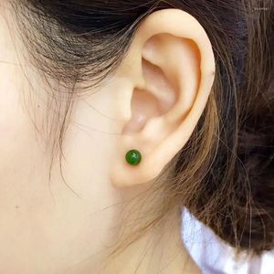 Boucles d'Oreilles Clou Jadery Luxe Classique Pour Femme Argent Sterling 925 Oreillettes-Vert Foncé Jade Pierre Gemme Black Friday 2023