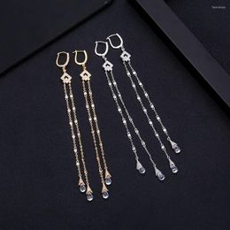 Boucles d'oreilles JANKELLY 142mm Super Long Croix Gland Gouttes Géométrie Cubique Zircone Américain Fête De Mariage Boucle D'oreille Bijoux De Mode Pour Les Femmes