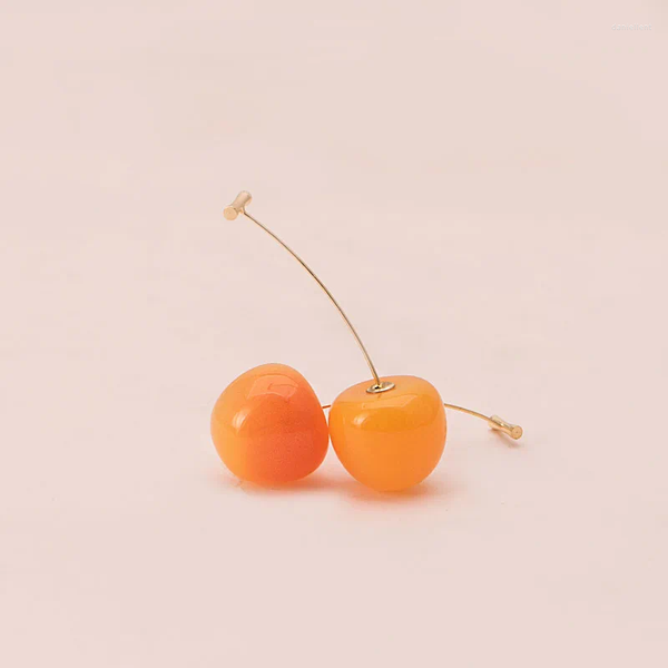 Pendientes De Botón Japón Y Corea Del Sur Naranja Cereza Creativo Lindo Simple Fruta Especial Fresca