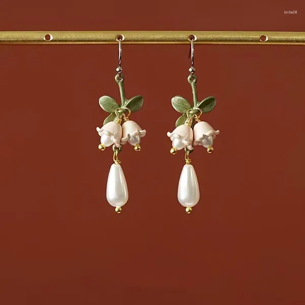 Boucles d'oreilles japonaises et coréennes rétro blanc muguet fleur mode forêt Style Design sens Long