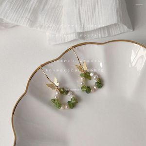 Boucles d'oreilles japonaises et coréennes simples mode papillon perle d'eau douce 2023 bijoux féminins en gros